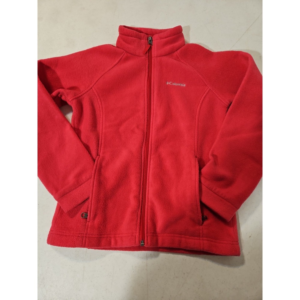 Columbia Fleece Jacket Youth Girls Size M 10-12 Full Zip Hot Pink EUC (479